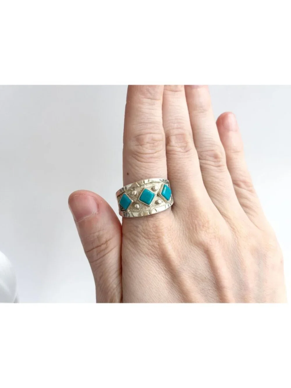 Bell Trading Post Turquoise Navajo Sterling Silver 925 Vintage Ring - sz 12.5